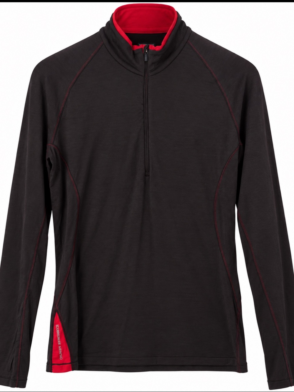 Icebreaker Bodyfit 260 Merino Wool Quarter Zip Base Layer Mens Large Brown Red
